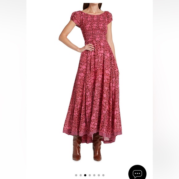 Free People Ultraviolet Burgundy Floral Lace-Up Maxi Dress NWT $148 - Picture 3 of 10
